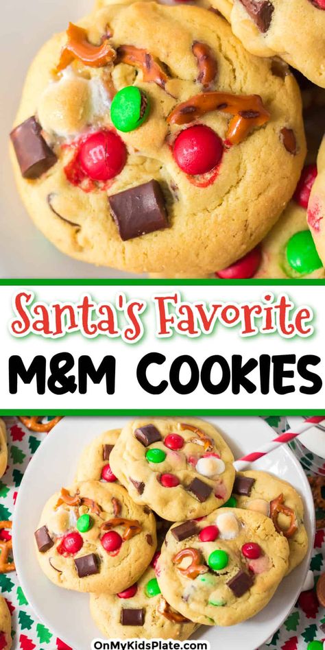 Santas Favorite Cookie, Christmas M M Cookies, M&m Cookies, Santa Cookie Recipe, Christmas Chocolate Chip Cookies, Christmas Breads, Easy Delicious Cookies, Cookies 2023, Simple Chocolate Chip Cookie Recipe