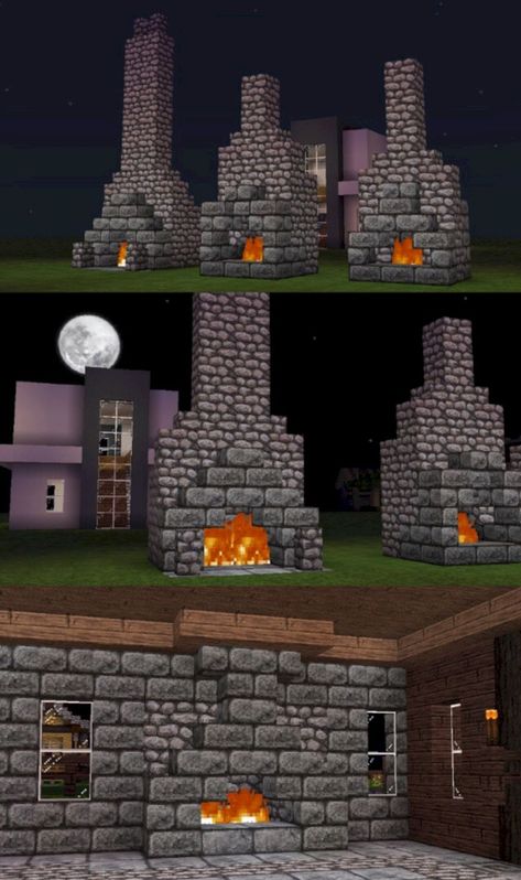 Minecraft Fireplace, Minecraft Hack, Minecraft Diy Crafts, Construction Minecraft, Minecraft Decoration, Minecraft Structures, Diy Minecraft, Minecraft Castle, Minecraft Medieval