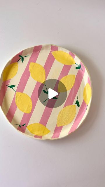 Sculpd | Craft Reinvented on Instagram: "Trending: decorative plates 😍🍽️🍋

*not food safe

#painting #decorativeplate #interiordesign #airdryclay #pottery #clayart #diycrafts #diy #giftideas #lemon #summeraesthetic" Lemon Pottery Painting, Lemon Ceramics, Safe Painting, Air Dry Clay, Clay Art, Summer Aesthetic, Food Safe, Decorative Plates, Lemon