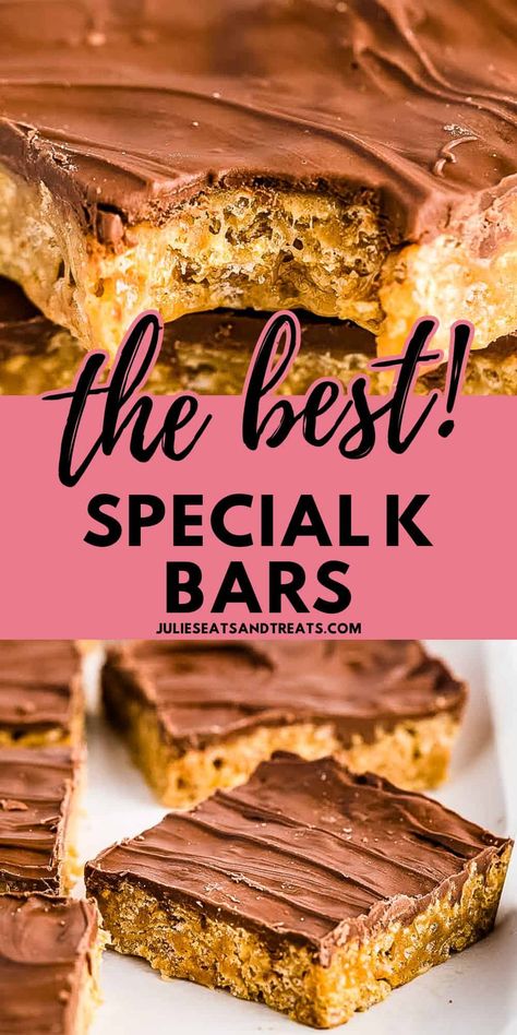 The BEST Special K Bars loaded with peanut butter, butterscotch and chocolate. They are an easy no bake dessert recipe that anyone can make with pantry staples that are easy to keep in your house. Special Kay Bars, Peanut Butter Butterscotch Bars, K Bars, Special K Peanut Butter Treats, Best Special K Bars Recipes, No Bake Bars Recipes, Special K Bars With Corn Flakes, Peanut Butter M&m Bars, Easy Special K Bars