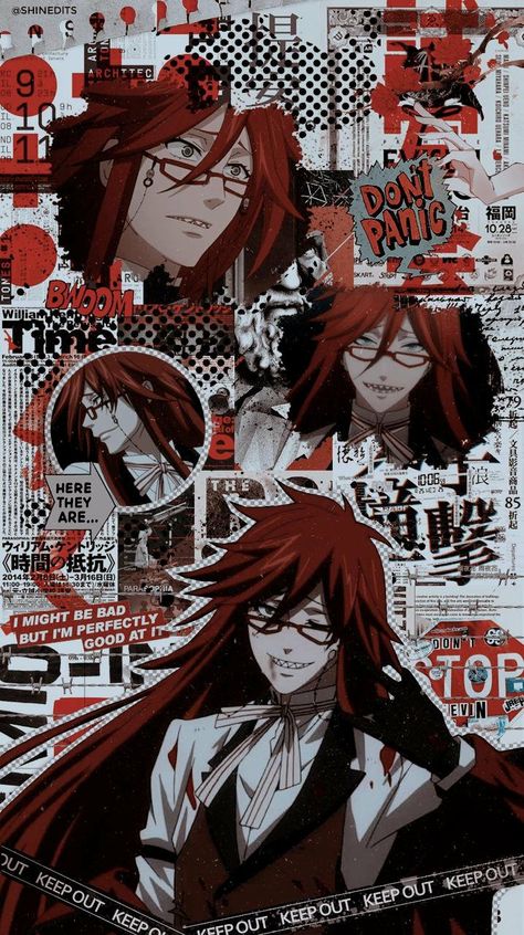 Grell Sutcliff Background, Black Butler Wallpaper, Black Butler Grell, Grell Sutcliff, Black Butler Manga, Black Butler Sebastian, Black Butler Characters, Black Butler 3, Kushina Uzumaki