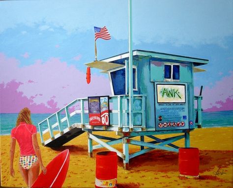 Lifeguard Shack, Hut Painting, Surf Shacks, Life Guard, Painting Competition, Surf Shack, Beach Huts, Beach Background, Baywatch