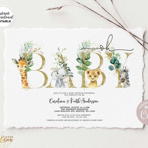 What you need to plan your drive-by baby shower Baby Shower Safari Theme, Safari Baby Animals, Fox Baby Shower, Safari Baby Shower Invitations, Outdoor Baby Shower, Sprinkle Invitations, Sprinkle Baby Shower, Outdoor Baby, Baby Shower Table