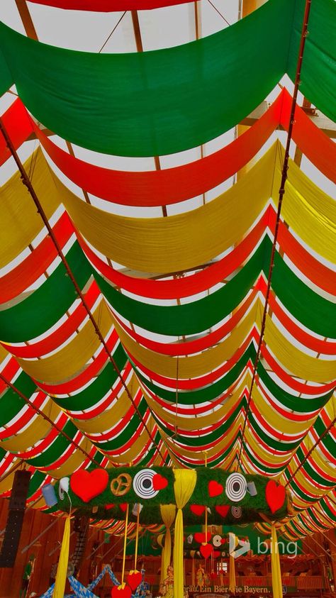 Interior of a beer tent at Oktoberfest in Munich, Germany Beer Tent, Munich Germany, Places Around The World, Munich, Tent, Beautiful Places, Fair Grounds, Around The Worlds, Beer