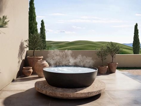 Outdoor round thermal bath Alveus KYLIX by INDALO PISCINE Round Jacuzzi, Spa Exterior, Round Spa, Round Hot Tub, Underwater Led Lights, Garden Awning, Bathroom Radiators, Mini Pool, Dining Table Accessories