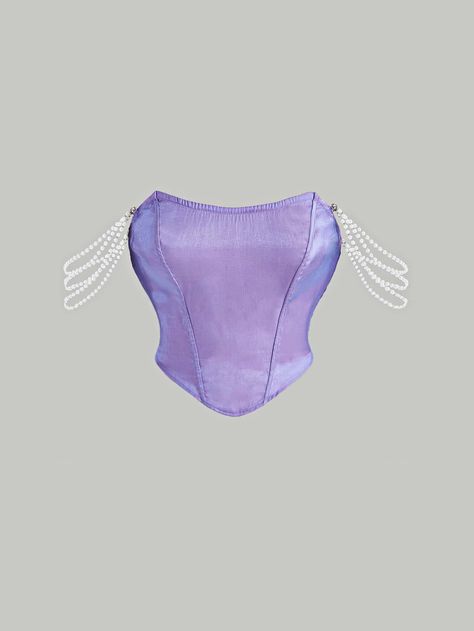 Mermaidcore Clothes Png, Purple Tops Aesthetic, Purple Metallic Outfit, Purple Top Png, Purple Mermaid Top, Purple Corset Outfit, All Purple Outfit, Cute Purple Outfits, Pink And Purple Outfit