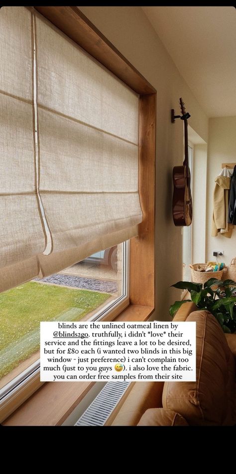 Roman Blinds Big Window, Cottage Blinds Ideas, Roman Shades Big Window, Earthy Window Treatments, Blinds For Big Windows, Cute Blinds, Aesthetic Blinds, Roman Blinds Bathroom, Cottage Blinds