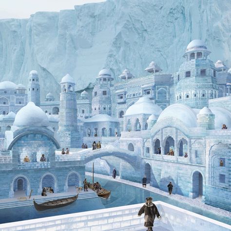 Avatar fan art Northern Water Tribe Atla, Ice City Aesthetic, Water Tribe Avatar The Last Airbender, Atla Shifting Visuals, Viking City Fantasy Art, City Of Omashu Avatar, Avatar Northern Water Tribe, Fantasy Ice City, Avatar Water Tribe Aesthetic