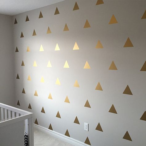 SIX WAYS TO CREATE A FEATURE WALL – Oilo Triangle Wall Art, Gold Wall Decals, Gold Nursery, Triangle Wall, Gold Triangle, Golden Triangle, Gold Vinyl, Design Hotel, Gold Wall