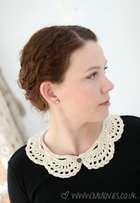 Crochet Lola Collar - Lululoves Crochet Top Collar, Crochet Collars, Col Crochet, Crochet Collar Pattern, Crochet Lace Collar, Crochet Collar, Silk Yarn, Collar Pattern, Collar Designs