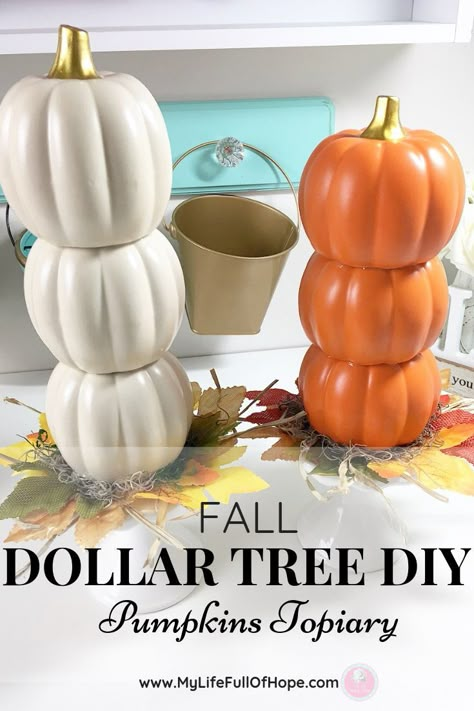 Creating this simple DIY Fall Dollar Tree Pumpkin topiary is a great addition to any fall decor, centerpiece or table setting that looks like you purchased it from the store. It is simple and budget friendly craft that your and your kids can do together. Give it try! #falldiydecor #Falldiyprojects #fallpumpkins #fallpumpkintopiary #falldollartreediy #falldollartreeprojects #fallcenterpieces #thankgivingcenterpieces #falldecor #fallbudgetdecor #thanksgivingtablescape #falltablescape Pumpkin Topiary Diy, Dollar Tree Fall Decor Diy, Topiary Diy, Dollar Tree Pumpkins, Fall Decor Dollar Tree, Pumpkin Topiary, Dollar Tree Fall, Diy Halloween Decor, Pumpkin Projects