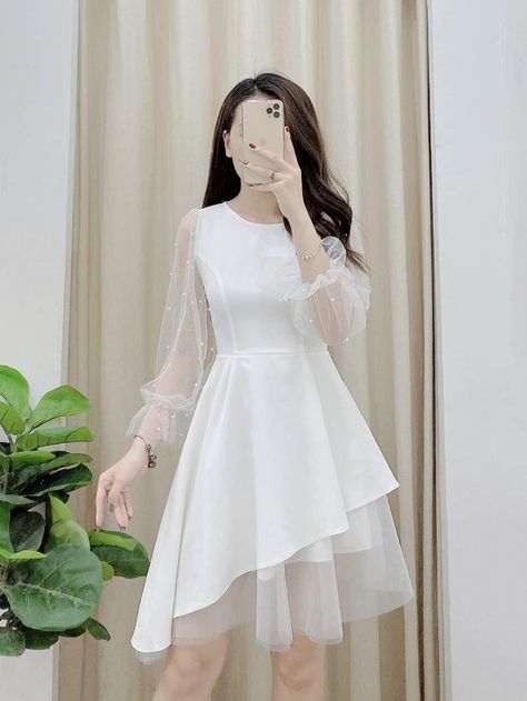 Korean White Dress Outfit, Drees Korean Style Party, Korean Fashion Dress Party, White Dress Korean, Cute Korean Dresses, Cute White Dress, Korean Fashion Dress, فستان سهرة, Stylish Dresses For Girls