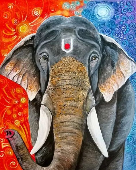 Elephant Acrylic Painting, Indian Elephant Art, Multi Canvas Painting, Elephant Painting Canvas, Colorful Art Paintings, India Painting, Elephant Colour, Colorful Elephant, Elephant Canvas