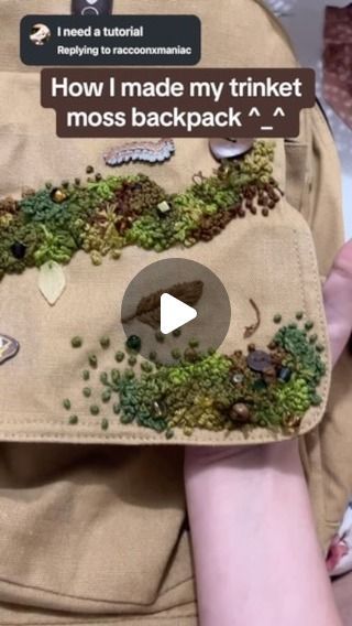 Fae & Fyre on Instagram: "Mossy Trinket Bag Tutorial ^_^ #embroiderytutorial #embroideryart #embroidered #embroiderydesign #moss #trinkets #trinketmoss #goblincore #gremlincore #forest #earthtones #earthy #earth #fairycore #diy #craft" Goblincore Embroidery, Diy Goblincore, Fairycore Diy, Goblincore Diy, Moss Embroidery, Trinket Bag, Goblin Core, Embroidered Tote Bag, Embroidered Tote