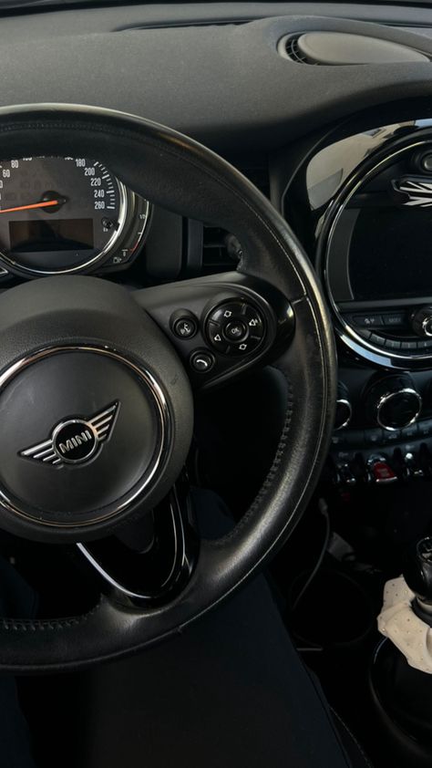 Mini Cooper Inside, Black Mini Cooper Aesthetic, Mini Cooper Aesthetic, Black Mini Cooper, Mini Cooper Interior, Anime Computer Wallpaper, Mini Cooper Convertible, Future Transportation, Mini Copper