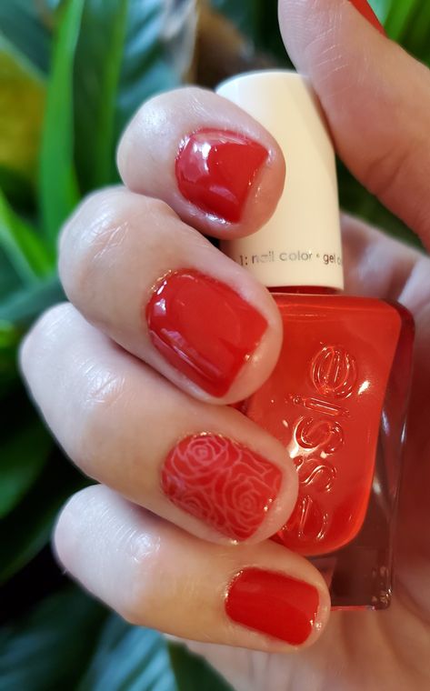 Rock the Runway by Essie with a rose stamp in Pinned Up by Essie Essie Gel Couture, Gel Couture, Essie Gel, A Rose, Essie, Image Search, Nail Polish, Stamp, Couture