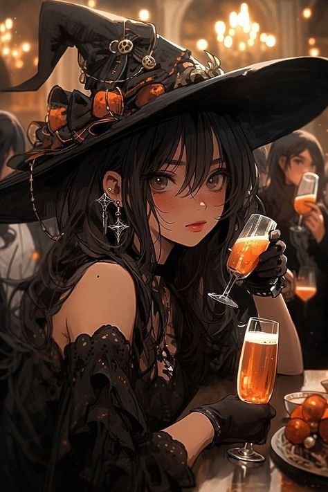 Pdp Halloween, Anime Witch Pfp, Fall Pfp, Halloween Pfp, Witch Drawing, Witch Characters, Fantasy Witch, Anime Witch, Dark Witch