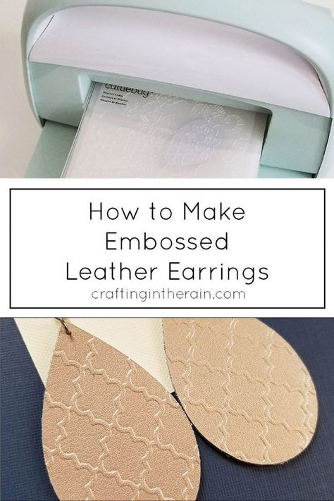 DIY Project - Craft Idea Cricut Tutorial How to make Emboss leather earrings with Cricut and Cuttlebug #craftideas Cricut Leather, Cricut Jewelry, Diy En Cuir, Cricut Earrings, Idee Cricut, Diy Leather Earrings, Cricut Project Ideas, Wine Bottle Diy Crafts, Mason Jar Crafts Diy