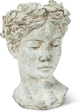 Grecian Women, Cement Statues, Roman Statue, Roman Sculpture, Face Planters, Carlo Scarpa, Head Planters, Female Head, Planter Pots Outdoor