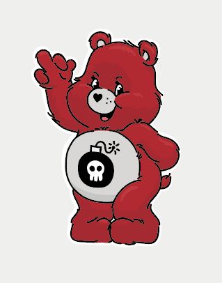 Made my own twist on this care bear. Follow me on instagram @tattoo.wendy Anarchy Care Bear, Emo Care Bear, Carebear Drawings Easy, Care Bear Drawings Easy, Care Bear Drawings, Care Bear Art, High Care Bear, Care Bear Tattoo Ideas, Grumpy Care Bear