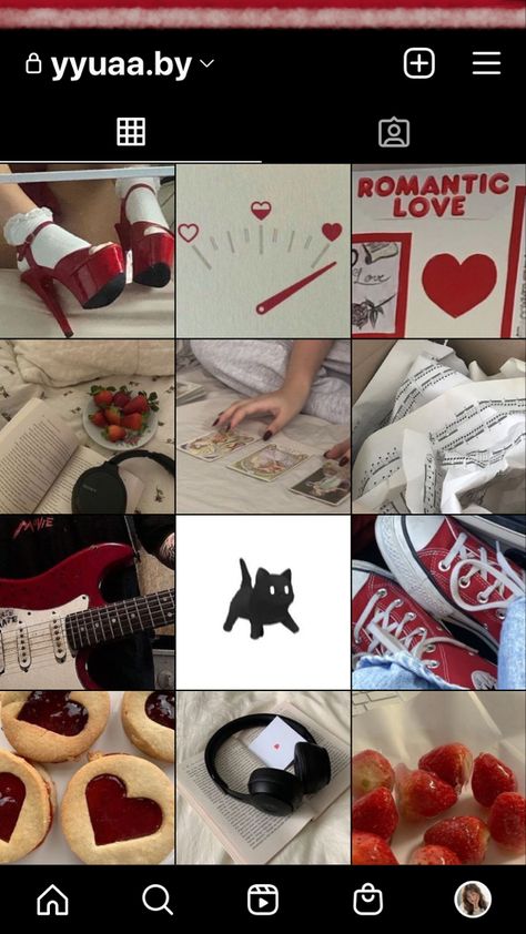 Red Theme Instagram, Red Aesthetic Instagram Feed, Coquette Story Instagram, Red Ig Feed, Instagram Feeds Aesthetic, Coquette Instagram Feed, Red Instagram Feed, Coquette Instagram, Spotify Wallpaper