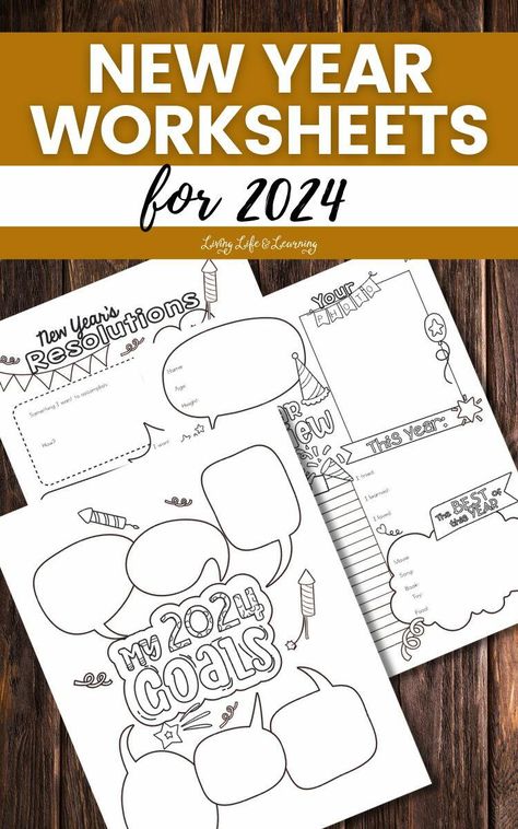 "New Year worksheets for 2024 are an excellent way for parents to encourage their kids to think about new goals and resolutions while having fun. Looking for more ideas for the New Year? Check out this awesome list of fun and educational New Year Activities for Kids! As the new year approaches, it’s a great time to help your children reflect on the past and look ahead to what they want to achieve in 2024. These printable worksheets provide activities that can foster communication between 2024 Goals Worksheet, New Year 2024 Activities For Kids, Kids New Years Resolutions Printable Free, Kids New Year Resolutions, 2024 Worksheets For Kids, Kids New Year Goals Free Printable, 2024 School Goals, 2024 Goals For Kids, New Year Activities For Kids 2024