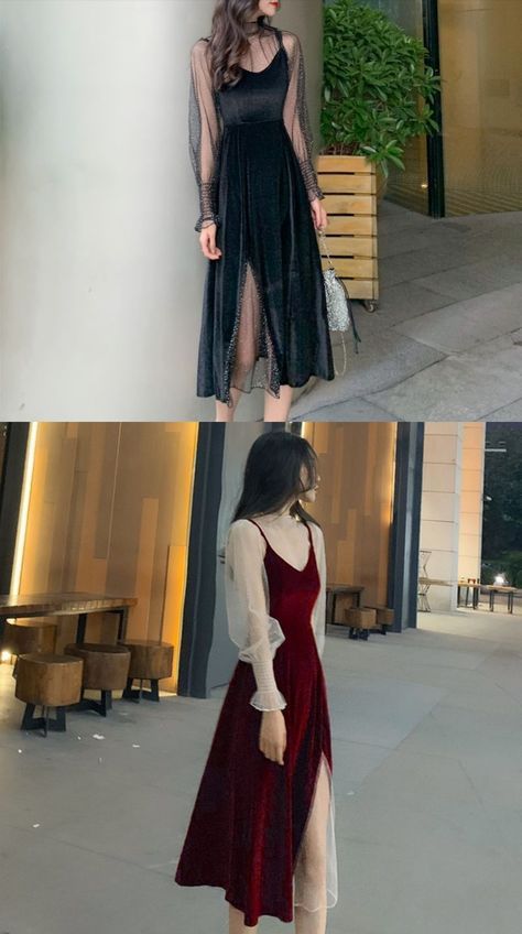 Prom Dress With Sweater, Reveling Party Dress Korean, Chinese Women Fashion, Korean Wedding Guest Outfit, Dress Korean Style Formal, Korean Prom Dresses, Party Dresses For Women Night Classy, Korean Mini Dress, Korean Party Dress