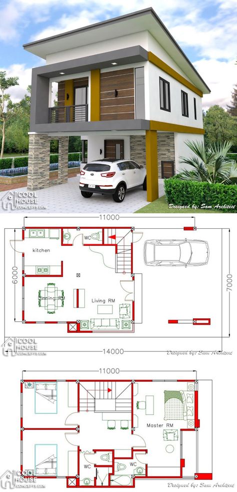 Two Storey House Plan with 3 Bedrooms & 2-Car Garage Small House With 2 Car Garage, 3 Bedroom Storey House Plans, 2 Storey House Design With Carport, Small Modern House 2 Storey, 2 Storey Bungalow House Design, 2 Bedroom House Plan With Garage, Two Storey Duplex House Plans, 2 Storey House Design Philippines With Floor Plan, 2 Storey 3 Bedroom House Plans