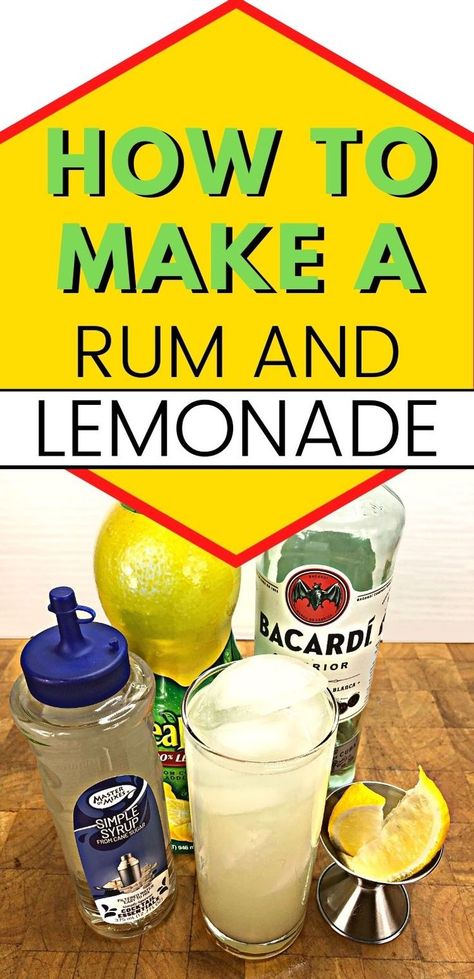 Rum And Lemonade Drinks, Rum Lemonade Cocktails, Club Soda Drinks, Best Rum Drinks, Rum Lemonade, Rum And Lemonade, Rum Mixed Drinks, Easy Cocktail Recipes, Lemonade Punch