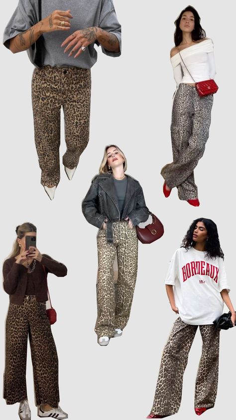 Animal Print Party Outfits, Animal Print Outfits Party, Print Jeans Outfit, Leopard Print Pants Outfit, Looks Adidas, Printed Pants Outfits, Leopard Print Outfits, Animal Print Jeans, Outfits Con Jeans