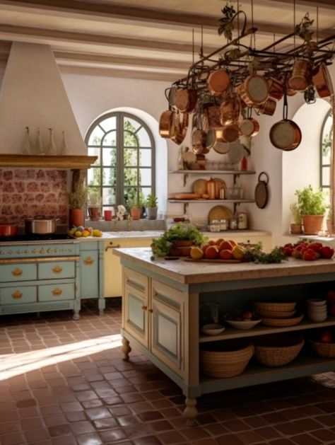 Rustic Italian Interior, Spanish Country Kitchen, Ireland Kitchen Design, Casita Kitchen, Kitchen In Italy, Old Kitchen Style, Roman Farmhouse Kitchen, Meditarian Kitchen, Italian House Kitchen