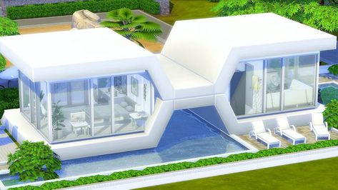 Sims Futuristic House, Sims 4 Futuristic House, Futuristic Tiny House, Futuristic Bar, Futuristic House, The Sims 4 Lots, Die Sims 4, Sims 4 House Building, Sims House Design