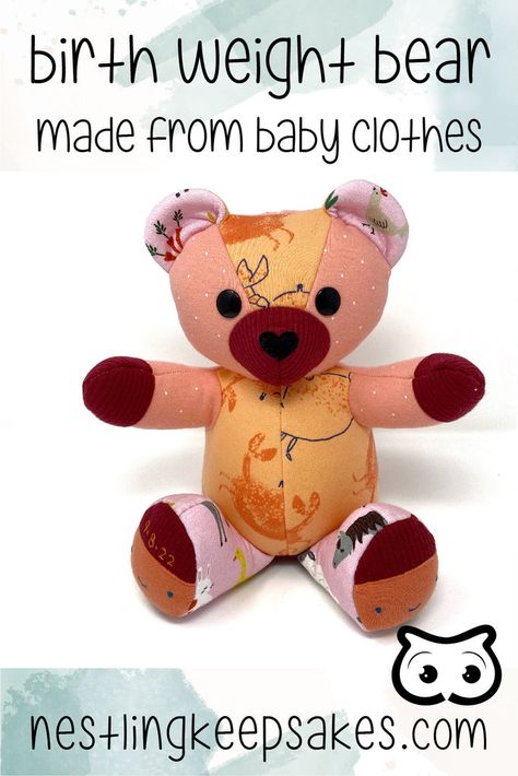 Preemie Baby Weighted Memory Bear Baby Clothes Keepsake Ideas, Baby Clothes Blanket, Preemie Baby, Weight Baby, Keepsake Bear, Memory Bears, Baby Activities, Preemie Babies, Memory Bear