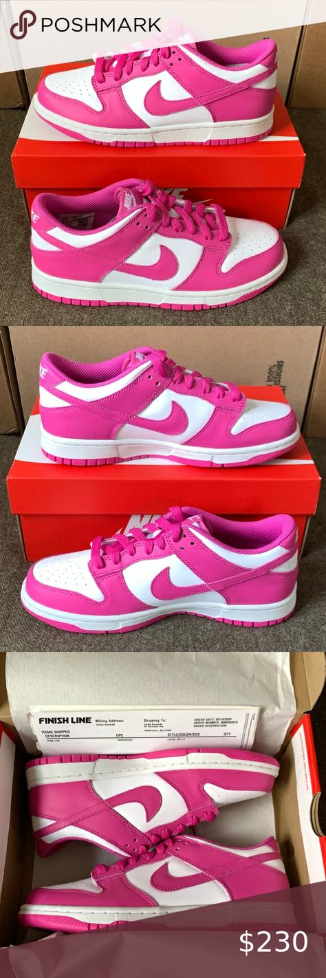 Dunk Low GS ‘Active Fuschia’ Active Fuschia Dunks, Cute Simple Outfits, Nike Dunk Low, Finish Line, Dunk Low, Shoe Game, Nike Dunks, Simple Outfits, Big Kids