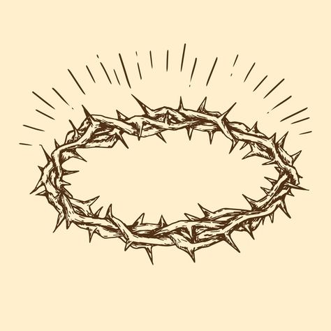 Realistic crown of thorns design Free Ve... | Free Vector #Freepik #freevector #hand #crown #hand-drawn #jesus Dainty Crown Of Thorns Tattoo, Thorns Crown Tattoo, Christian Crown Tattoo, Thorn Crown Aesthetic, Crown Thorns Tattoo, Crown Of Thorns Tattoo Women, Jesus Crown Tattoo, Jesus Thorn Crown Tattoo, Jesus Crown Of Thorns Tattoo