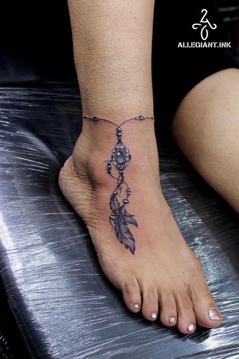 Feather with brooch Feather Anklet Tattoo, Anklet Tattoos For Women, Anklet Tattoo, Wings Tattoos, Baby Angel Wings, Mom Daughter Tattoos, Anklet Tattoos, Angel Wings Tattoo, Wing Tattoo