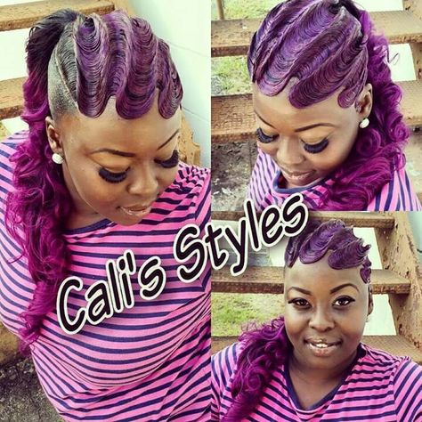 Finger waves with ponytail Best Hairstyle For Curly Hair, Hairstyle For Curly Hair, Wave Hairstyles, Finger Waves Short Hair, Ponytail Ideas, Bangs Ideas, Waves Hairstyle, Finger Wave Hair, Finger Wave