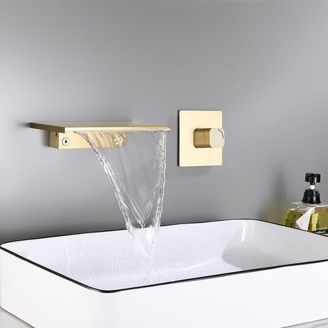 Unique Bathroom Sinks, Bathroom Sink Faucets Modern, Wall Mount Faucet Bathroom Sink, Bathroom Basin Taps, Wall Mounted Bathroom Sinks, Bathroom Faucets Waterfall, Modern Bathroom Sink, Waterfall Wall, Waterfall Faucet