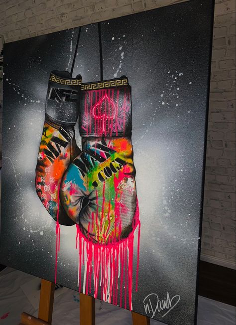 Graffiti Art Painting Canvas, Boxing Wallpaper Art, Gym Painting, Boxing Graffiti, Sports Graffiti, Gym Art Painting, Boxing Art Draw, Boxing Art, Boxing Artwork