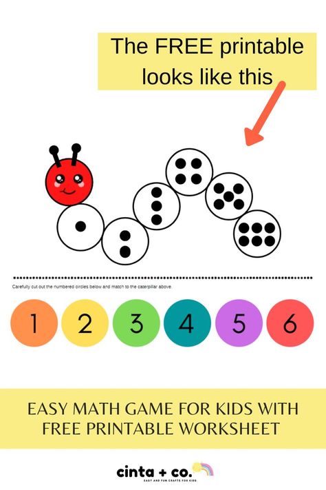 Number Matching Games For Preschoolers, Number Matching Printable Free 1-10, Caterpillar Number Matching, Counting Caterpillar Free Printable, Number Matching Printable Free, Number Matching Preschool, Easy Math Games, Early Numeracy, Easy Math Activities