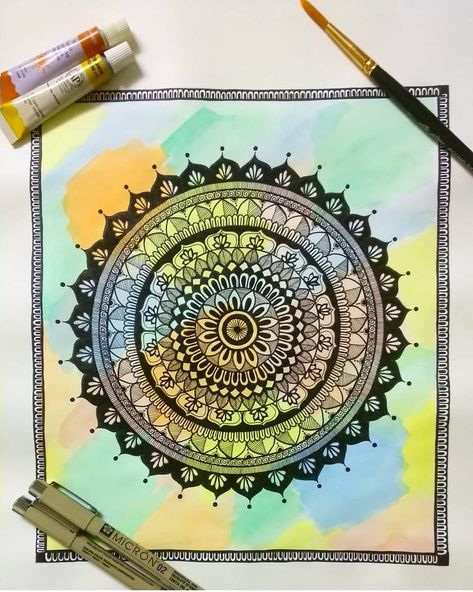 Watercolour Mandala Art, Spiritual Circle, Colorful Canvas Paintings, Flag Drawing, Mandala Ideas, Mandala Book, Drawing Collection, Watercolor Mandala, Easy Mandala