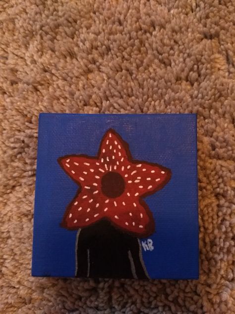 Stranger Thing Paintings, Stranger Things Art Projects, Painting Ideas On Canvas Stranger Things, Drawing Ideas Stranger Things Easy, Stranger Things Painting Easy, Demogorgon Painting, Painting Ideas Stranger Things, Stranger Things Art Easy, Stranger Things Painting Ideas Easy