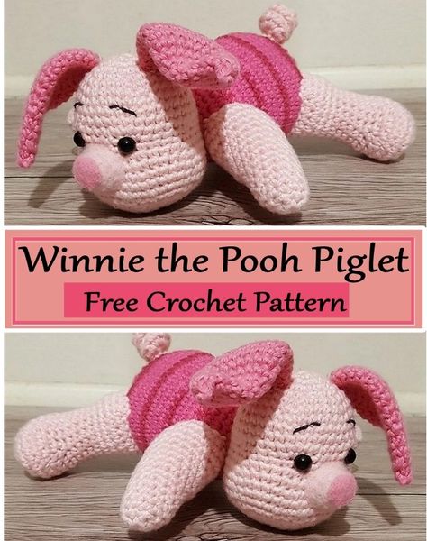 Crochet Piglet Patterns Eyore Crochet Pattern, Crochet Piglet Pattern Free, Piglet Crochet Pattern Free, Crochet Eeyore Pattern Free, Easy Disney Crochet Patterns Free, Eeyore Crochet Pattern Free, Crochet Pooh Bear, Piglet Crochet Pattern, Crochet Eeyore