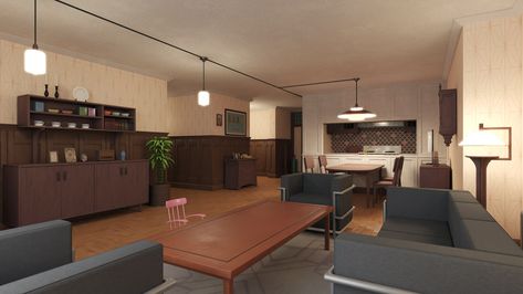 ArtStation - Spy X Family - Apartment Spy X Family House Layout, Spy X Family House, Aesthetic Anime Place, Gacha Background, Japanese Town, Anime House, Anime Places, Family Apartment, Family Furniture