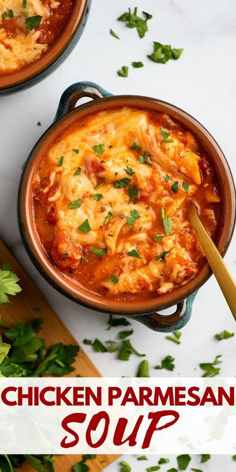 Creamy Chicken Parm Soup, Parmesan Chicken Soup, Chicken Parm Soup Crockpot, Chicken Breast Recipes Soup, Chicken Parmesan Soup Crockpot, Crockpot Chicken Parmesan Soup, Chicken Soup Crockpot Recipes, Chicken Breast Soup Recipes, Quick And Easy Chicken Parmesan