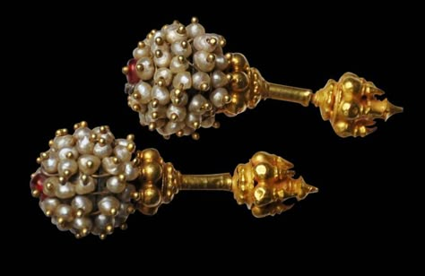 Gold & Pearl (Bugdi or Koppu) Ear Studs - Michael Backman LtdMichael Backman Ltd Gold Jumki With Pearl, Bugadi Earring Design In Gold, Bugadi Earring Design, Pearl Earrings Studs, Traditional Gold-plated Chandbali Pearl Earrings, Antique Gold Earrings With Screw Back, Luxury Traditional 22k Gold Pearl Earrings, Traditional Yellow Gold-plated Pearl Earrings, Temple Jewellery Earrings