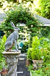 5th and state Bunny Statue, Farmhouse Garden, Classic Garden, Garden Accents, Gorgeous Gardens, Garden Structures, Garden Gates, Garden Ornaments, Garden Statues