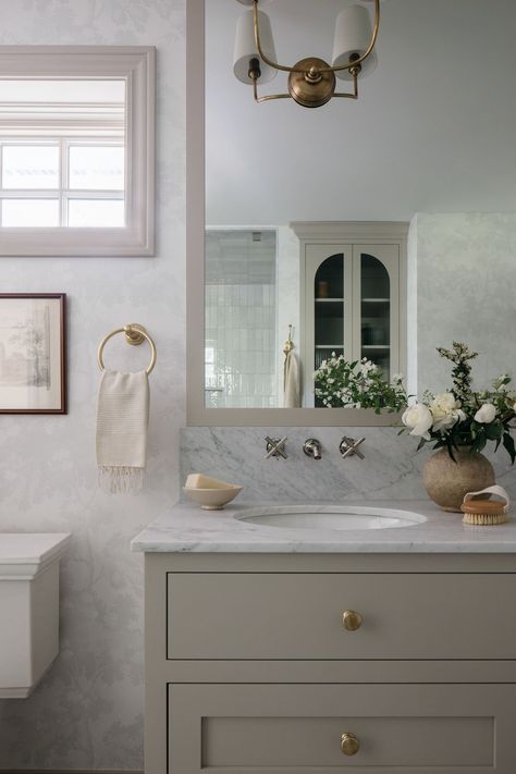 Glenview Whole Home Renovation — LEAH PHILLIPS INTERIORS Jean Stoffer Bathroom, Parisian Bathroom French Style, Parisian Bathroom, Half Bath Remodel, High End Design, Cottagecore Home, Primary Bathroom, Bath Girls, Shower Tile Designs