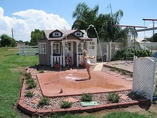 Backyard Splash Pad, Kids Playhouse Outdoors, Playhouse Ideas, Water Ideas, Outdoor Play Area, Kids Outdoor Play, Playhouse Outdoor, Cedar Creek, Play Areas