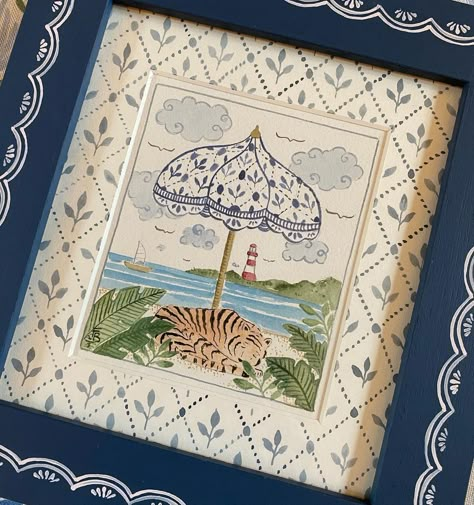 Felicity Buchanan Designs (@felicitybuchanandesigns) • Instagram photos and videos Felicity Buchanan Designs, Frame Wall Decor Ideas, Photo Frame Painting Ideas, Art Framing Ideas, Watercolor Furniture, Vintage Border Design, Frames Illustration, Vintage Hand Painted Furniture, Painted Photo Frames